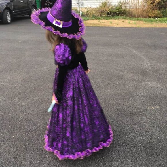 Chasing Fireflies Hallows Eve Spider Witch Purple Black Velvet Halloween Costume - Picture 9 of 16